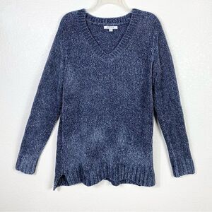 Orvis Blue Chenille Knit V Neck Sweater